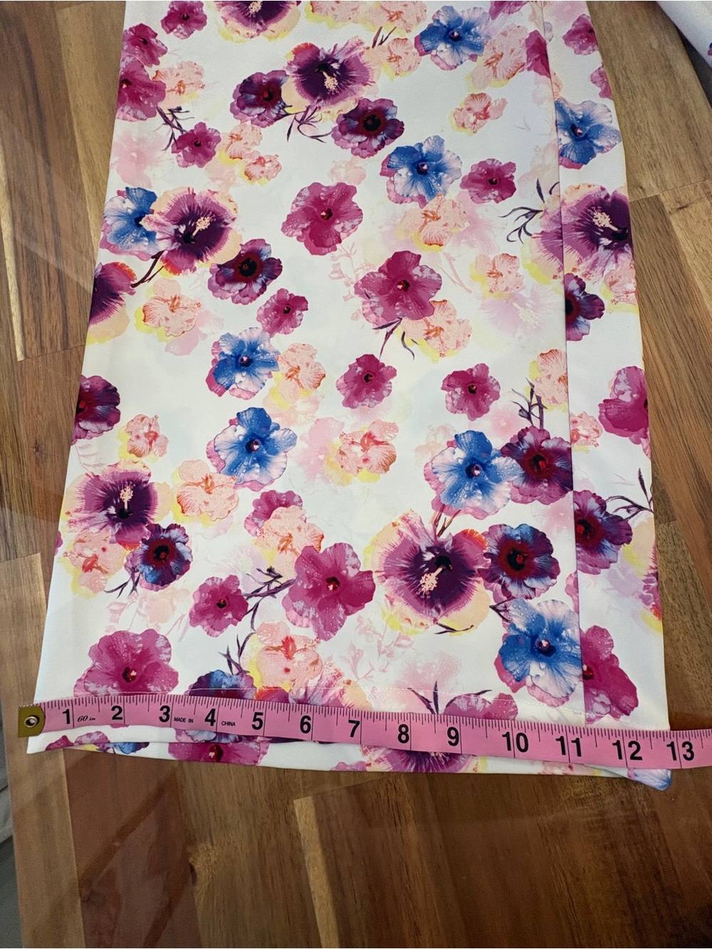 Sz S Printed Floral High Rise Wide-Leg Pull-On Pants w Pockets, White Pink Blue - Picture 11 of 16